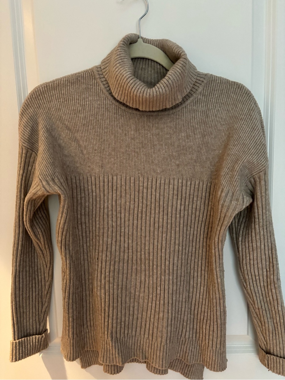 Cyrus Beige Ribbed Turtleneck Sweater